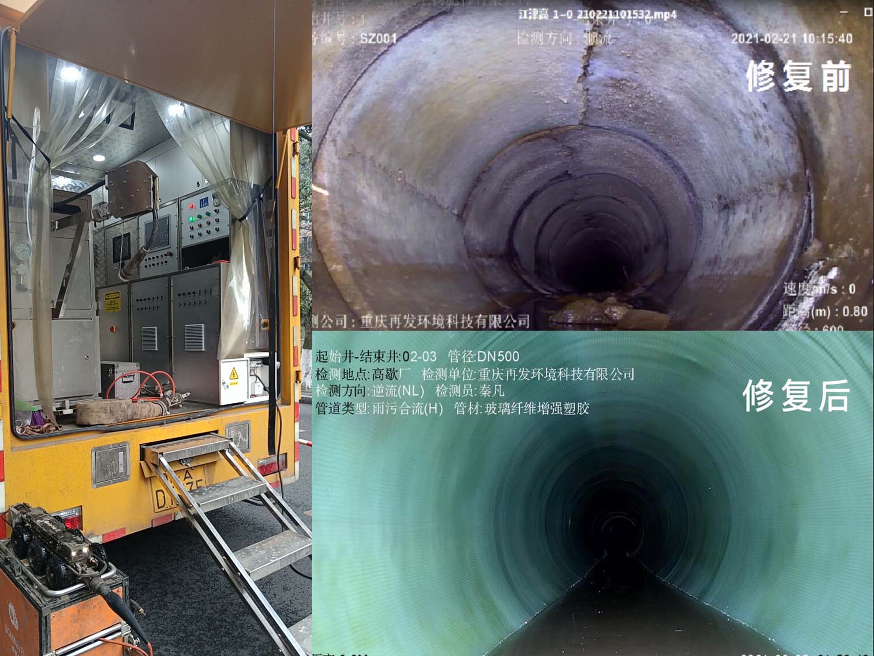 江津高歇场污水管道CIPP紫外光固化修复项目